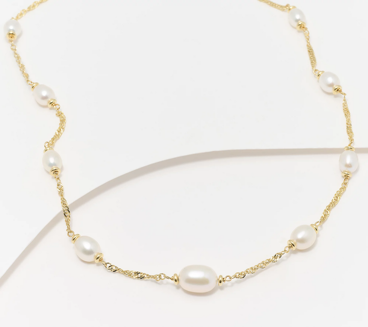 Honora Cultured Pearl Graduated Station 18" Signapore 18K GoldPlated  SS Chain Necklace