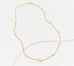 Honora Cultured Pearl Graduated Station 18" Signapore 18K GoldPlated  SS Chain Necklace