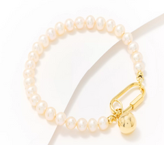 Pulsera Honora de plata de ley con perlas de patata cultivadas revestidas en oro, 19 cm de largo