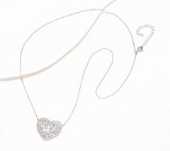 Diamonique Sterling Silver Baguette & Round 18" Heart Necklace