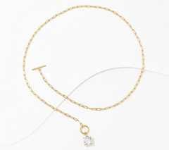 Diamonique 35th Anniversary Gold-Clad SS 135 Facet Cushion Cut Paperclip Toggle Necklace