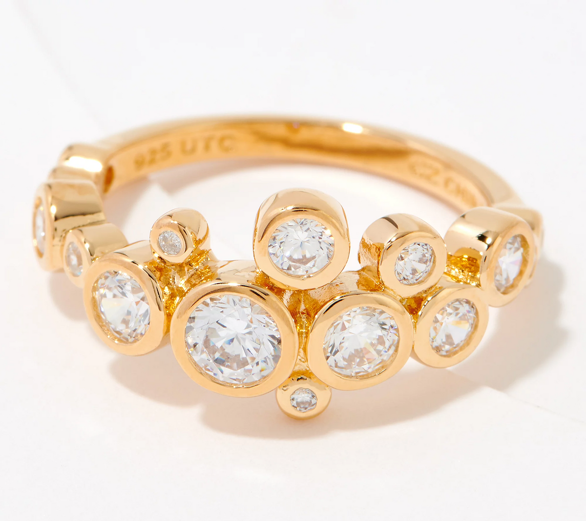Diamonique x Kathy Levine Gold-Over Sterling Silver Bubbly Ring SIze 6