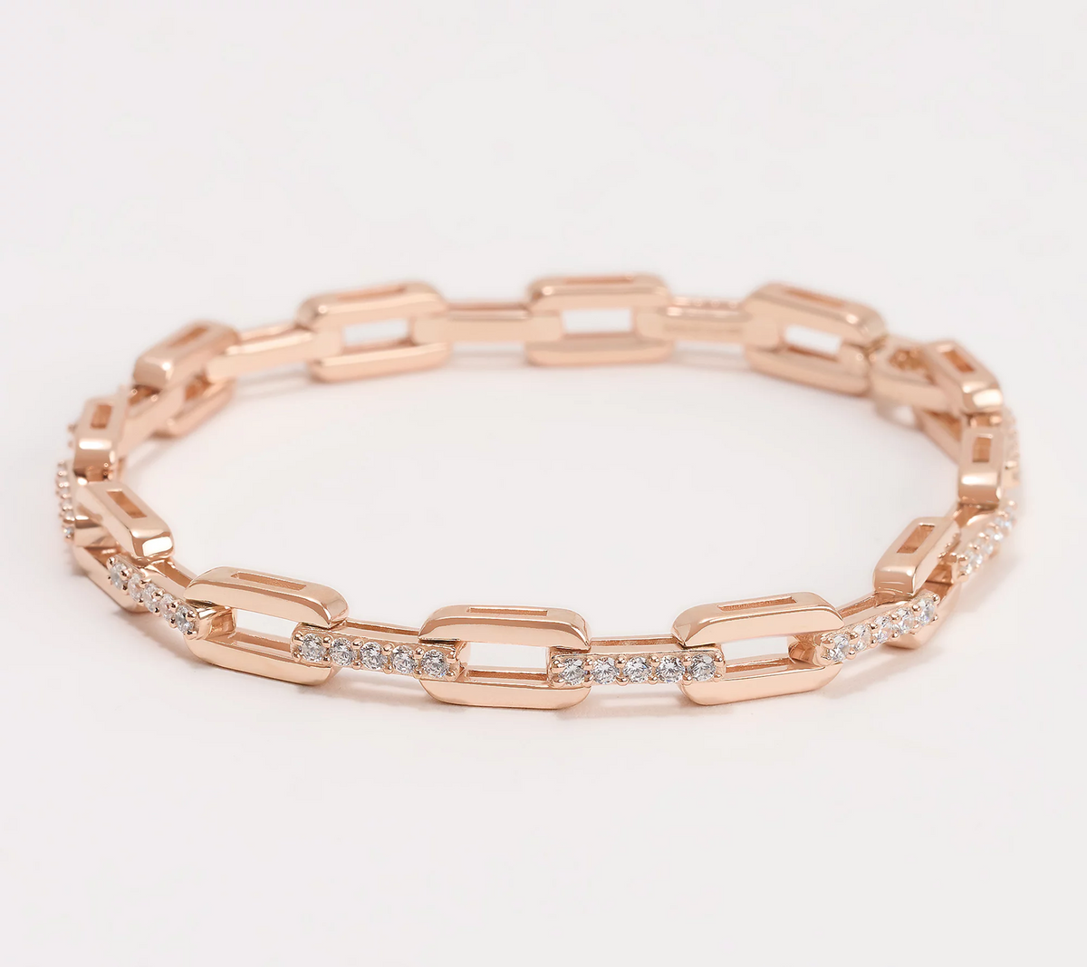Diamonique x Kathy Levine 365 Link Rose-Clad Sterling Silver Bracelet Avg