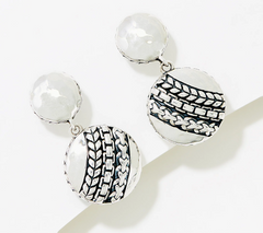 JAI Sterling Silver Artisan Textured Drop Earrings
