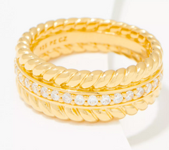 Diamonique Rope Accent Pave Eternity Band Ring Sterling Size 7