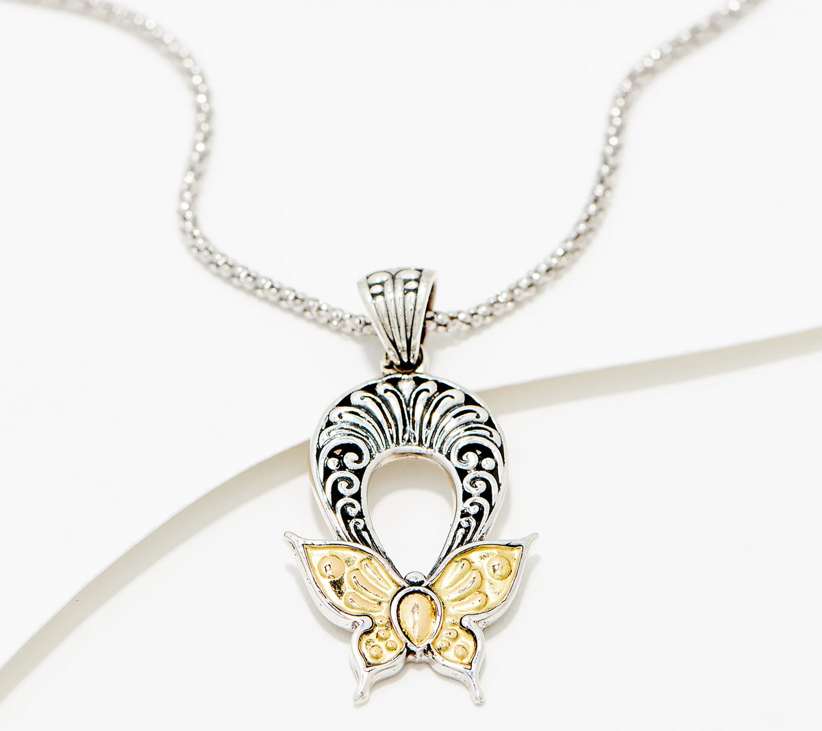 Artisan Crafted by Robert Manse Butterfly SS & 18K Necklace