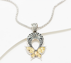 Artisan Crafted by Robert Manse Butterfly SS & 18K Necklace