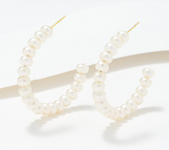 Honora Gold Clad Sterling Silver Cultured Potato Pearl 1.5" Hoop Earrings
