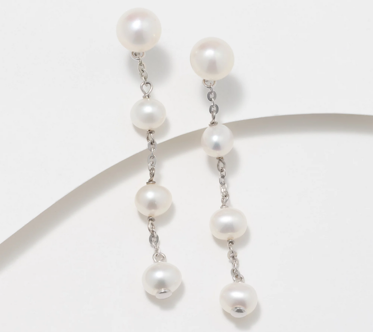 Honora Sterling Silver Cultured Pearl Linear Drop Earrings