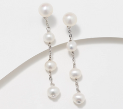 Honora Sterling Silver Cultured Pearl Linear Drop Earrings