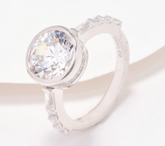 Diamonique x Kathy Levine Sterling Silver Clear Influencer Ring Size 6