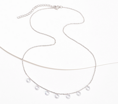 Diamonique Sterling Silver Dew Drop Station Dangle Necklace