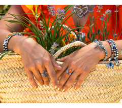 American West Sterling Silver Turquoise Bead Stretch Bracelet AV-LG