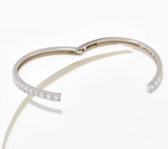 Diamonique Sterling Silver Graduated Stone Bypass Adjustable Cuff