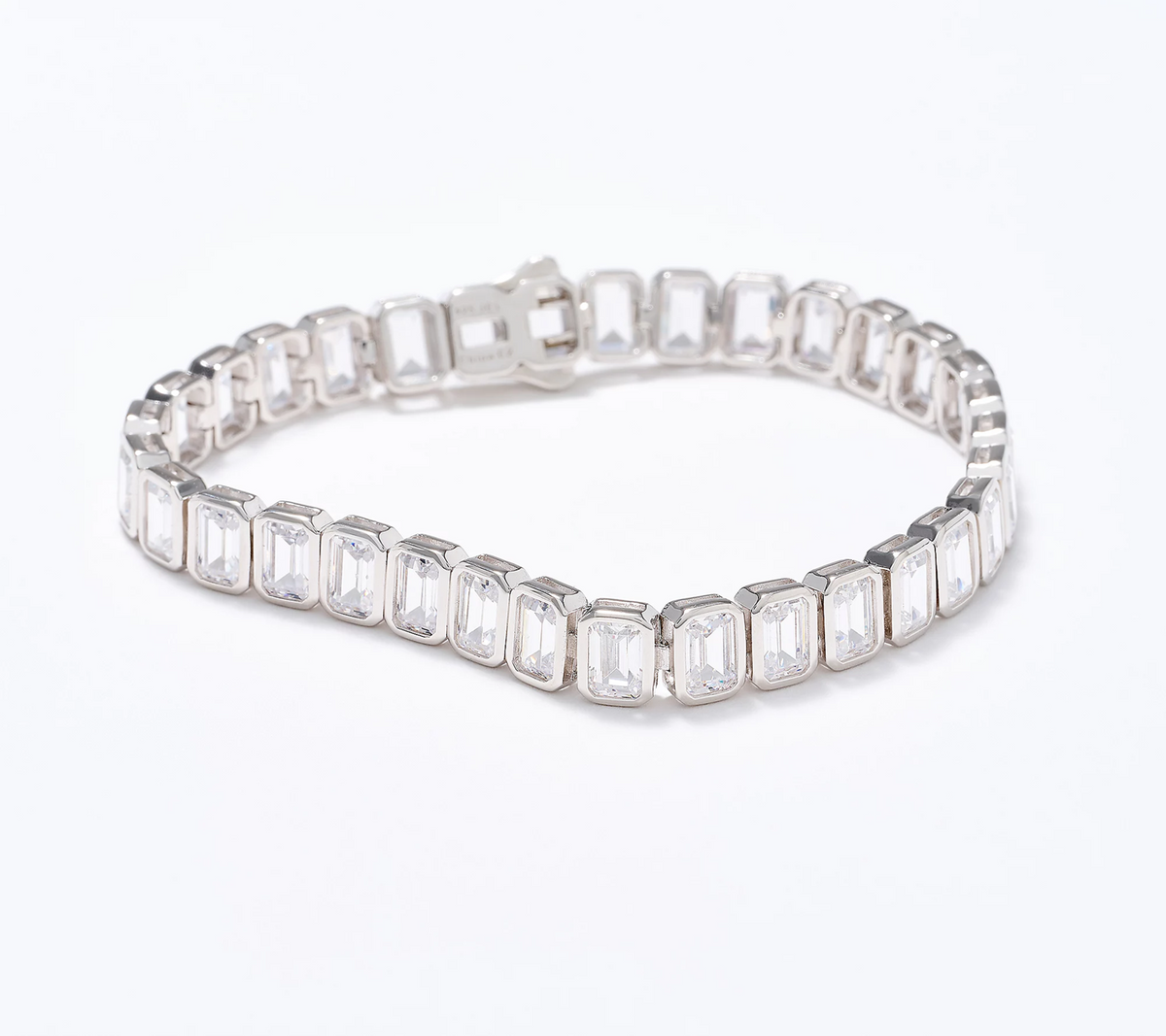 Diamonique x Jennifer Miller Emerald Bezel Line Bracelet Small