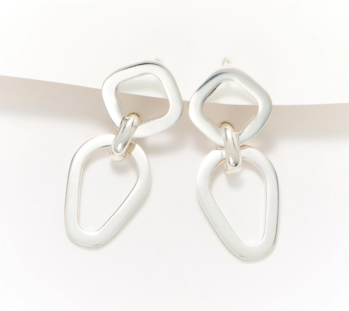 UltraFine 950 Silver Geometric Drop Earrings 1-1/4"