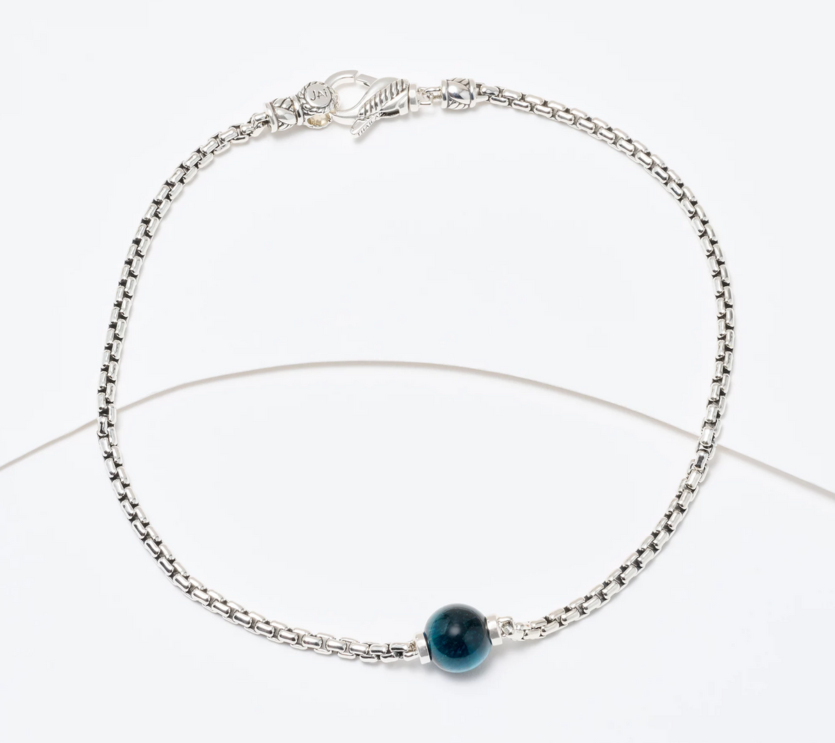 JAI Sterling Silver Tiger's Eye Ocean Bead Anklet Small