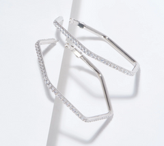 Diamonique x Jennifer Miller Platinum_Clad Sterling Silver 2" Hexagon Hoop Earrings