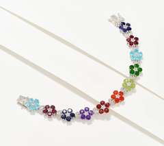 Affinity Sterling Silver Gems Multi Gemstone  Blooming Bracelet, 6-1/4"