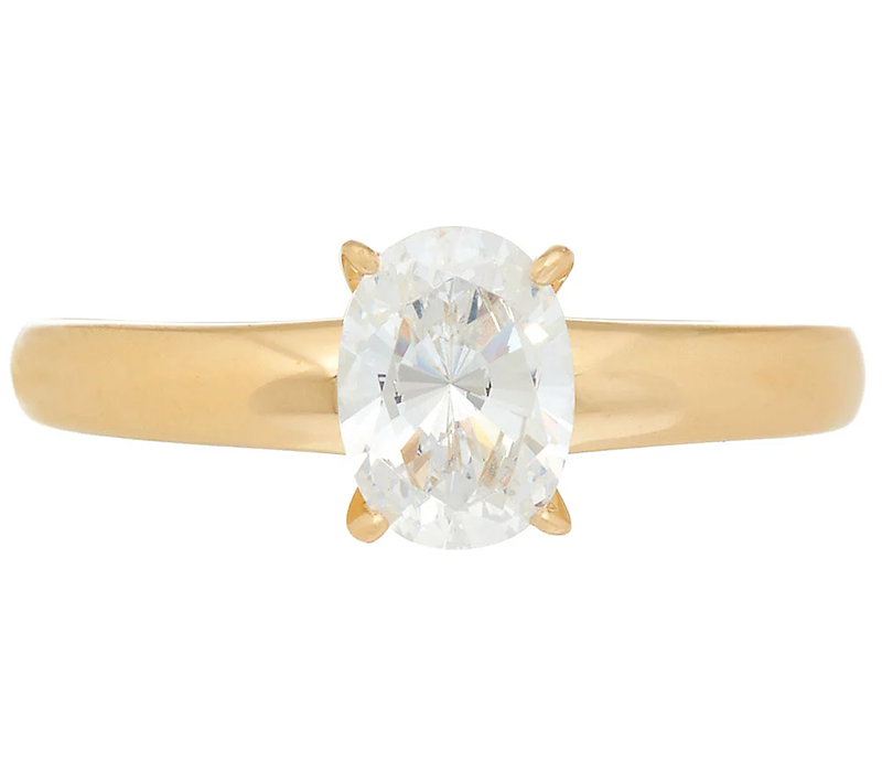 Diamonique 14K Yellow Clad Solitaire Ring, Size 6