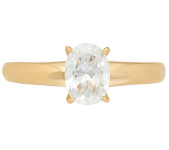 Diamonique 14K Yellow Clad Solitaire Ring, Size 6