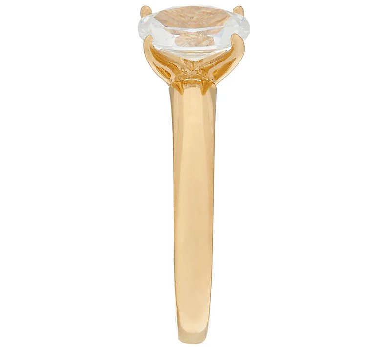 Diamonique 14K Yellow Clad Solitaire Ring, Size 6