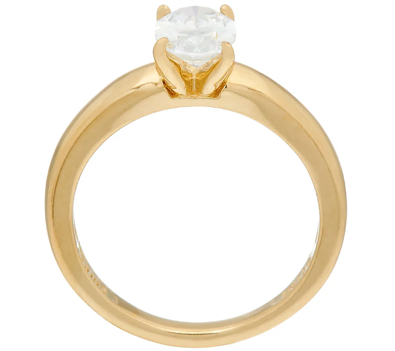 Diamonique 14K Yellow Clad Solitaire Ring, Size 6