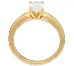 Diamonique 14K Yellow Clad Solitaire Ring, Size 6
