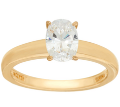 Diamonique 14K Yellow Clad Solitaire Ring, Size 6