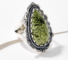 American West Sterling Silver Pear Shape Serpentine Ring Size 6