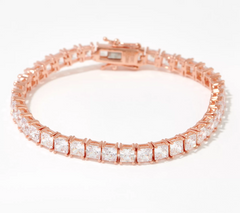 Diamonique x Kathy Levine Rose-Clad Sterling Silver Drama Queen Tennis Bracelet 8"