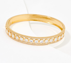 Diamonique x Jennifer Miller Pave and Bezel Hinged Gold-Over SS Bangle 7-1/4" Fit