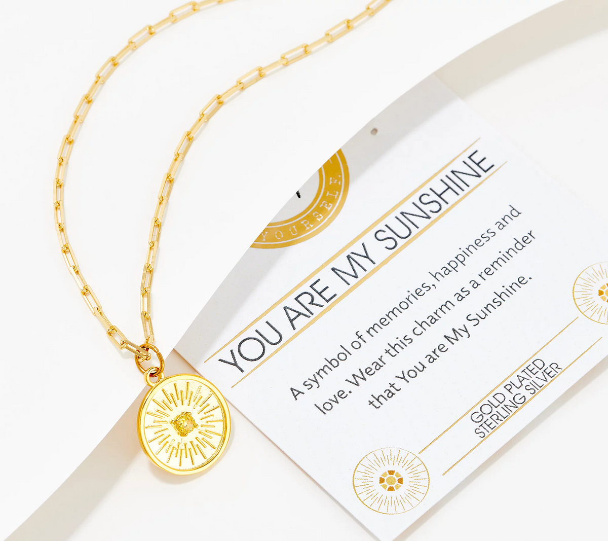 T. Jazelle Gold-Over Sterling Silver My sunshine Charm Pendant 18" Necklace