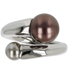 Steel by Design Simulated Pearl Bypass Ring Size 9