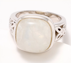 Affinity Gems Sterling Silver Cushion Cut Moonstone Gemstone Ring Size 7