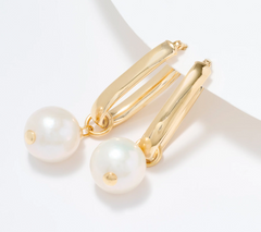 Honora Convertible Gold-clad Sterling Silver Hoop Earrings w/ Cultured Pearl