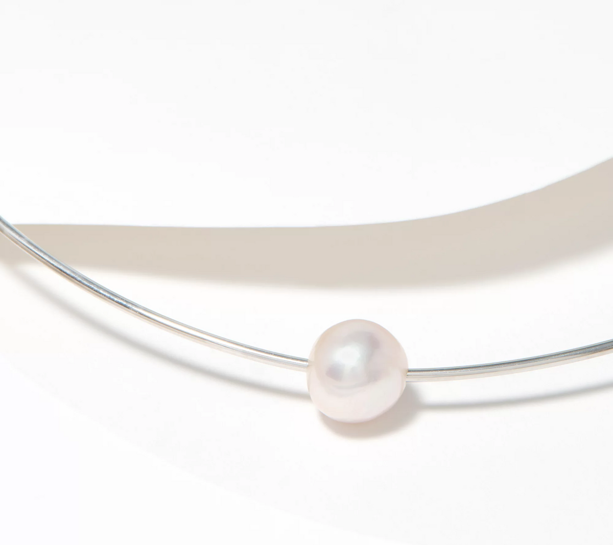 Honora Omega Sterling Silver Necklace with Sliding Cultured Ming Pearl