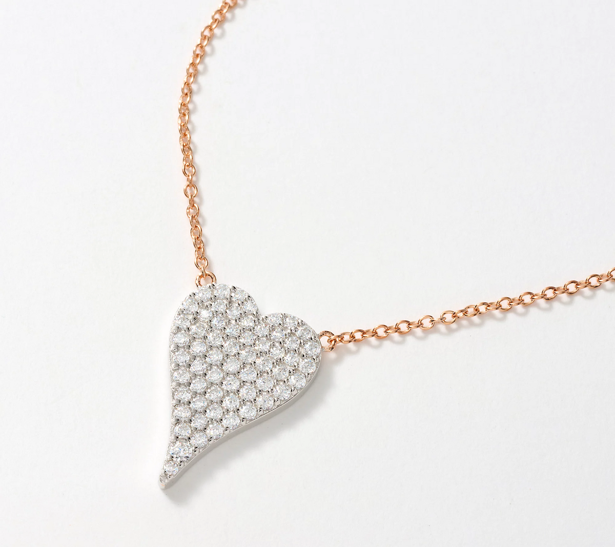 Diamonique x Jennifer Miller Rose Clad SS Signature Boxed Mini Pave Heart Necklace