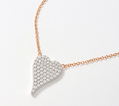 Diamonique x Jennifer Miller Rose Clad SS Signature Boxed Mini Pave Heart Necklace