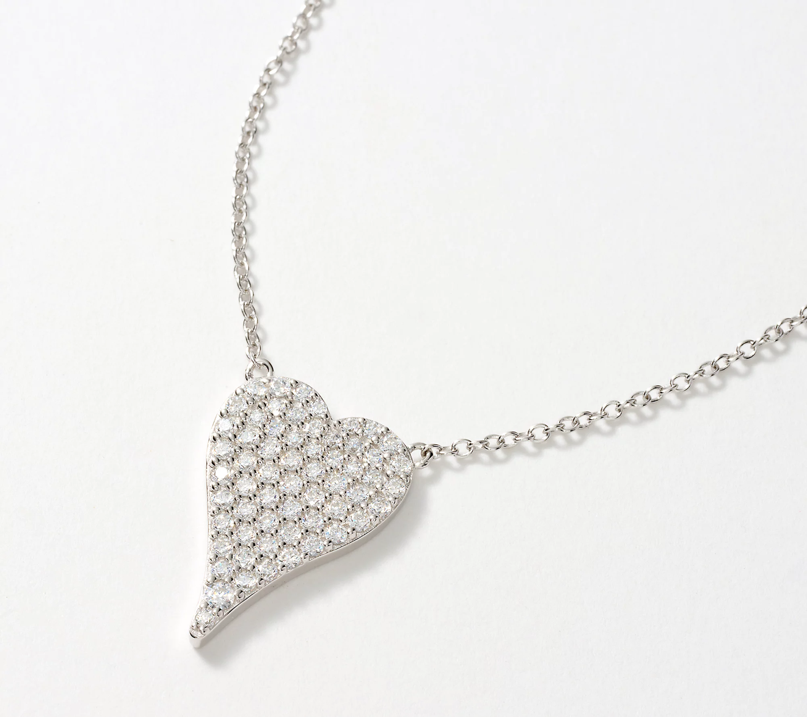 Diamonique x Jennifer Miller SS Mini Pave Heart Necklace