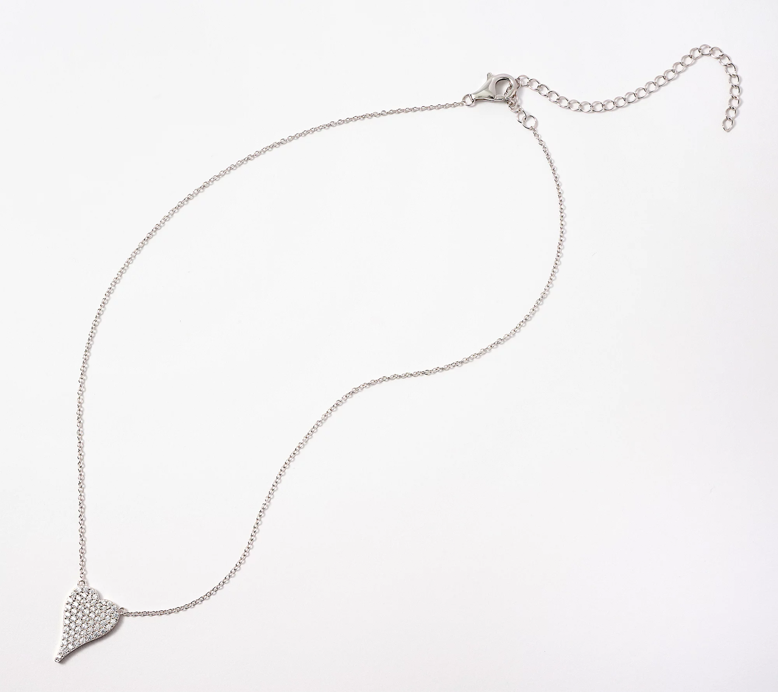 Diamonique x Jennifer Miller SS Mini Pave Heart Necklace