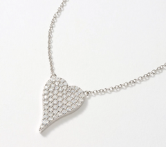 Diamonique x Jennifer Miller SS Mini Pave Heart Necklace