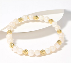 Honora Sterling Silver Godlclad Cultured Pearl & Bead Stretch Bracelet Large