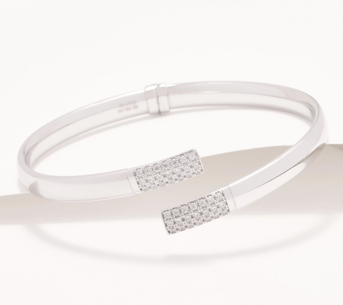 Diamonique Italia Sterling Silver Hinged Wrap Bangle, Small