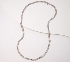 Diamonique Italia Sterling Silver Curb Chain Station Necklace, 18"