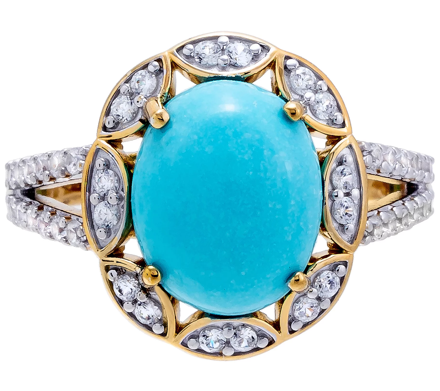 Affinity Gems 14k Goldclad Silver Sterling Turquoise & White Zircon Ring, Size 7