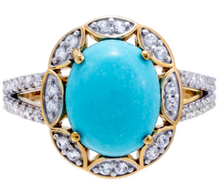 Affinity Gems 14k Goldclad Silver Sterling Turquoise & White Zircon Ring, Size 7