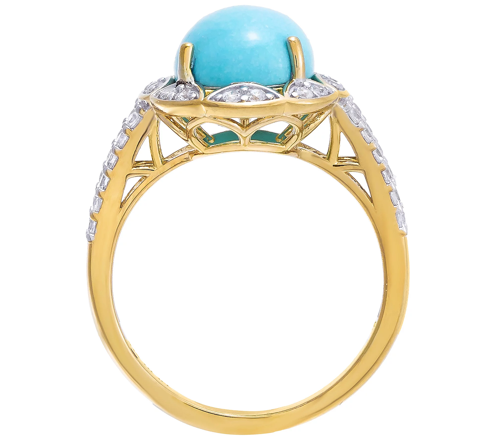 Affinity Gems 14k Goldclad Silver Sterling Turquoise & White Zircon Ring, Size 7