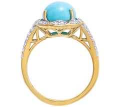 Affinity Gems 14k Goldclad Silver Sterling Turquoise & White Zircon Ring, Size 7