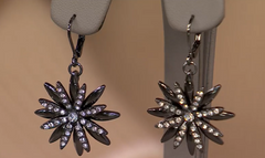 Joan Rivers Gun Metal Layered Starburst Leverback Earrings